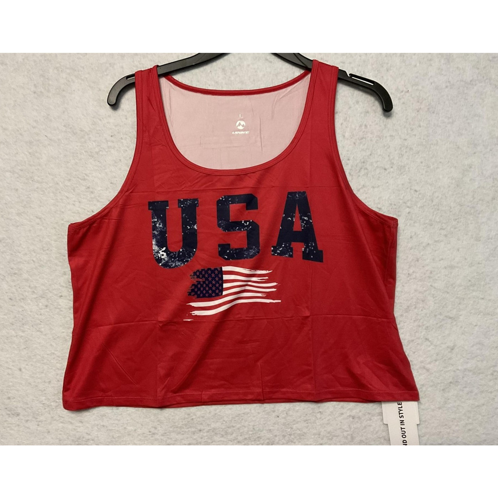 UINKE Tank Top Womens Large Red USA Flag Graphic UPF50+ Athletic‎ Patriotic